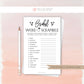 Bridal Shower Word Scramble Game . Printable Wedding Bridal Shower Hens . Kraft + Minimalist Black White . Instant Digital Download