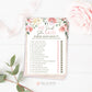 He Said She Said Floral Bridal Shower Game . Printable Icebreaker . Hen Bachelorette Party . Rustic Pink Roses Eucalyptus . Instant Download