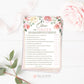 Over or Under Floral Bridal Shower Game . Printable Bachelorette Hens Party Game . Blush Pink Roses Eucalyptus Greenery . Instant Download