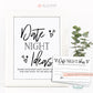 Date Night Ideas Printable Sign + Cards . Bridal Shower . Hen Do Bachelorette Party . Date Night Ideas for Mr and Mrs . Instant Download