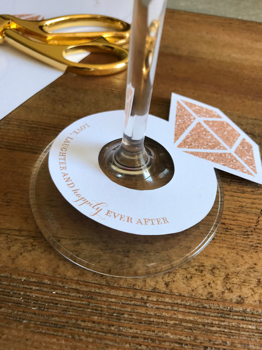 Diamond Ring Wine Glass Drink Tags . Printable Bachelorette Bridal Shower Wedding Bubbly Markers . Gold . Rose Gold . Silver . Pink . Blue