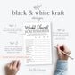 Bridal Shower Scattergories Printable Game . Kraft + Minimalist Black White . Wedding Bachelorette Couples . Instant Digital Download K3