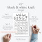 Find the Guest BINGO Printable Bridal Shower Game . Fun Icebreaker . Kraft + Minimalist Black White . Wedding Engagement . Instant Download