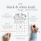 Bridal Shower Bingo . Virtual + Printable Shower Gifts Game . Rustic Kraft + Black and White . Wedding Shower . Instant Digital Download