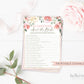 20 Questions About the Bride Printable . Bridal Shower Bachelorette Party Game . Rustic Pink Roses Greenery Eucalyptus . Instant Download