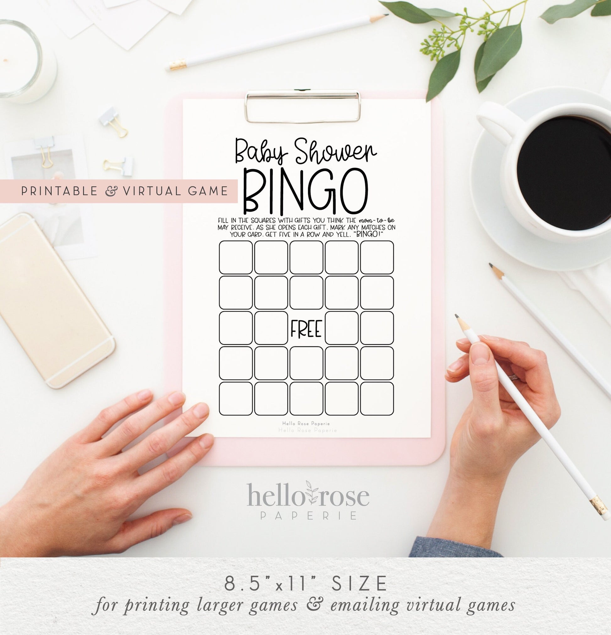 Baby Shower Bingo . Printable Baby Shower Gift Opening Game . Girl or Boy . Kraft + Minimalist Black and White . Instant Digital Download K4