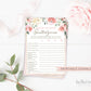 Scattergories Bridal Shower Printable Game . Bachelorette Hens Party . Blush Pink Roses Greenery Eucalyptus . Instant Download