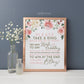 Don't Say Bride or Wedding Ring Game Printable 8x10 . Floral Roses Watercolor . Bridal Shower Wedding Bachelorette Hens Party . Download