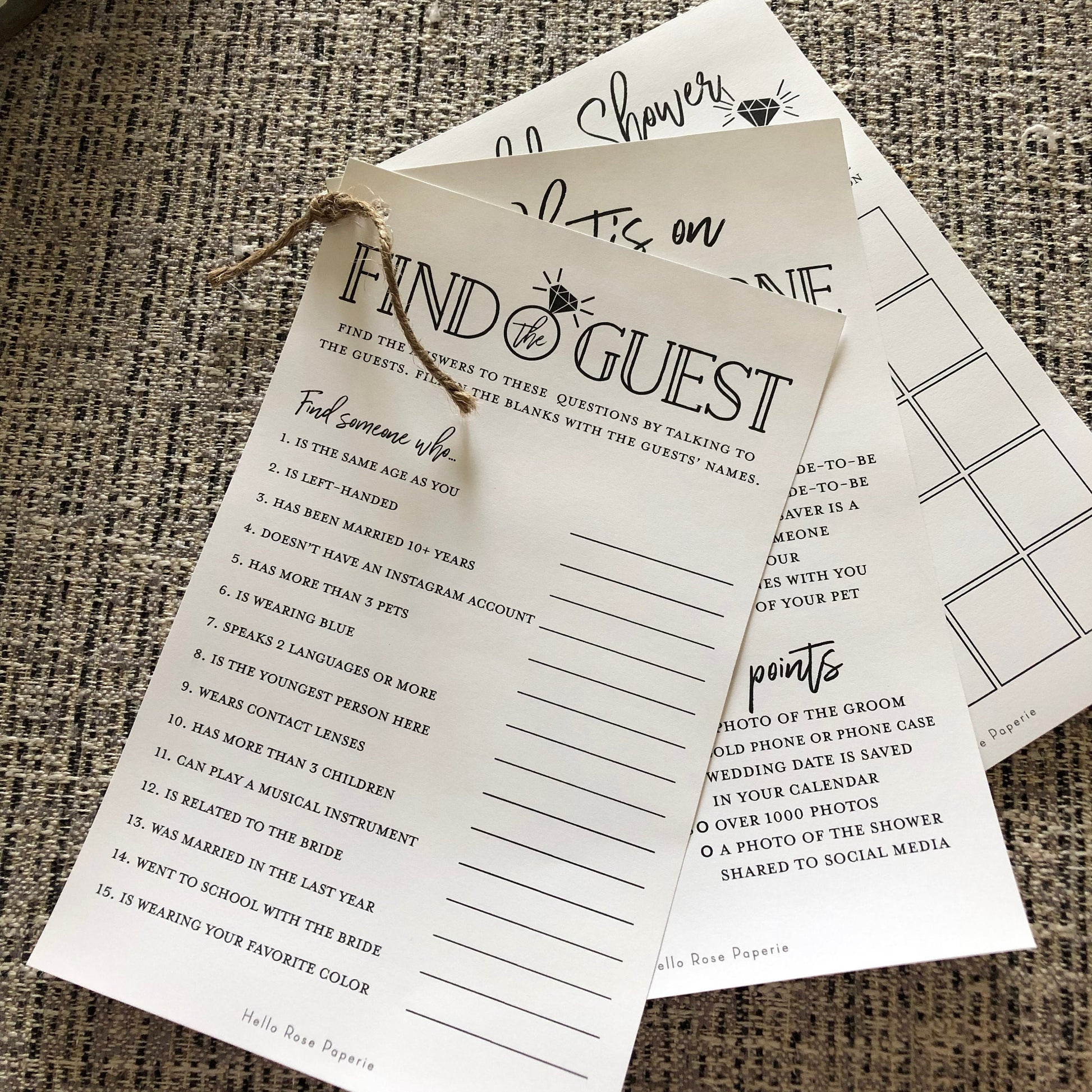 Find the Guest Who Printable Bridal Shower Game . Icebreaker . Kraft + Minimalist Black & White . Wedding Shower . Instant Digital Download