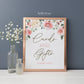 Cards and Gifts Printable Table Sign 8x10 . Floral Watercolor . Baby Shower Bridal Shower Wedding Bachelorette Hens Party . Instant Download