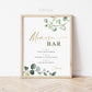 MOMosa Bar Sign Printable . Greenery and Gold . Baby Shower Bubbly Mimosa Bar Sign . Instant Download 8x10 G2