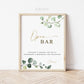 Open Bar Sign Printable . Greenery and Gold . Wedding Cocktails Bar . Engagement Bridal Shower Rehearsal Dinner Bachelorette Hens Party . G2