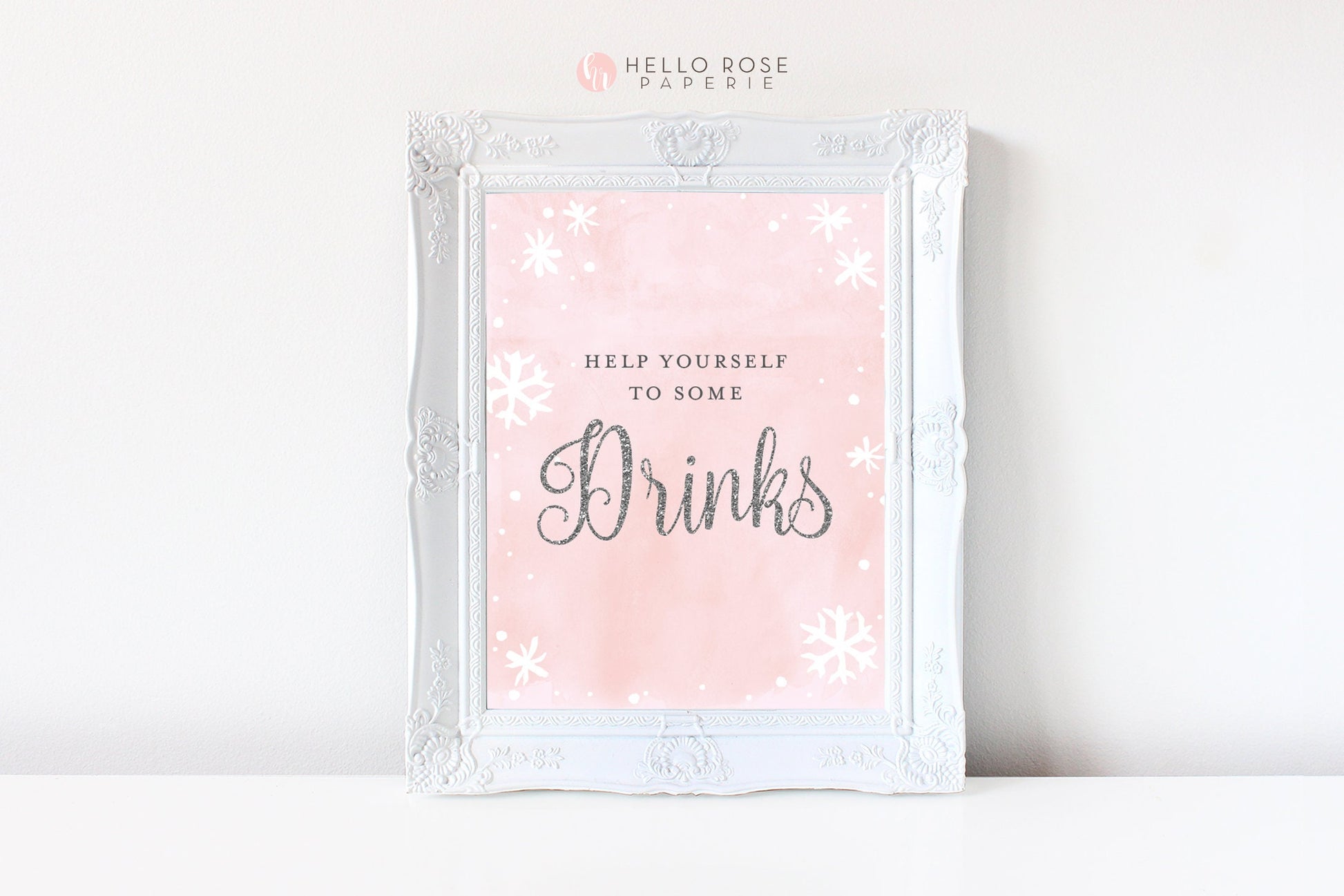 7 Printable Baby Shower Table Signs Bundle . Pink & Silver Girl . Winter Wonderland Snowflakes Baby it's Cold Outside . Instant Download PDF