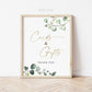 Cards and Gifts Sign Printable . Greenery and Gold . Wedding Engagement Bridal Shower Bachelorette Hens Party . 8x10 Instant Download G2