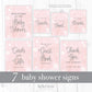 7 Printable Baby Shower Table Signs Bundle . Pink & Silver Girl . Winter Wonderland Snowflakes Baby it's Cold Outside . Instant Download PDF