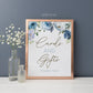 Cards and Gifts Printable Table Sign 8x10 . Blue Floral Watercolor . Baby Bridal Shower Wedding Bachelorette Hens Party . Instant Download