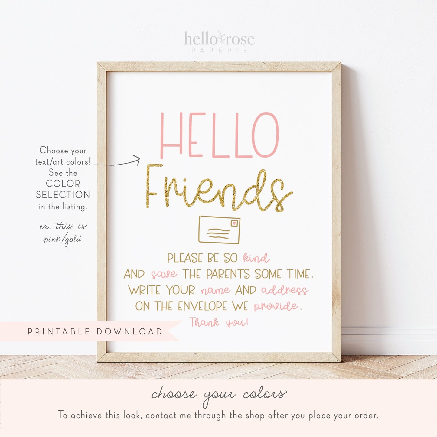 Write Your Address on an Envelope Baby Shower Sign . Boy Girl Neutral . Rustic Kraft + Black & White . Printable 8x10 Instant Download . K4