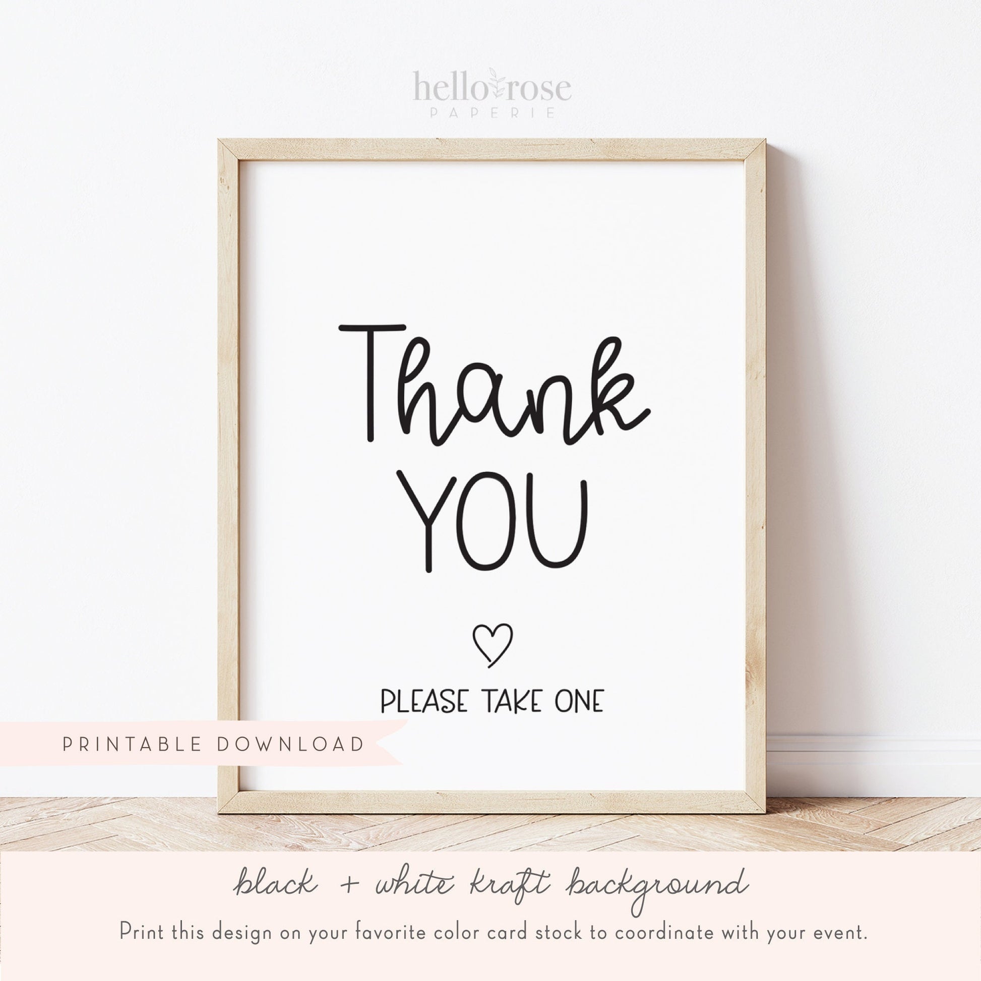 Thank You Please Take One Baby Shower Favors Sign . Boy Girl Neutral . Kraft + Black & White . Printable 8x10 Instant Download . K4