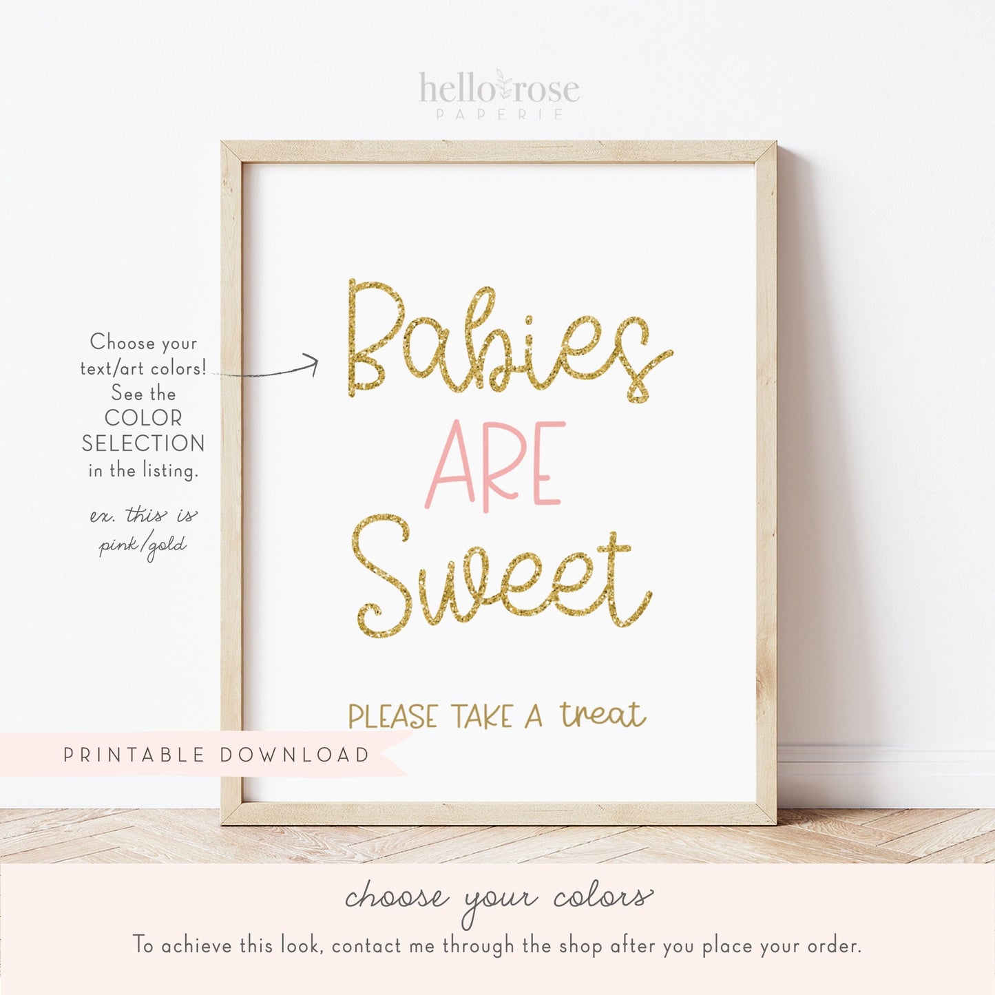Babies are Sweet Please Take a Treat Baby Shower Sign . Boy Girl Neutral . Kraft + Black & White . Printable 8x10 Instant Download . K4