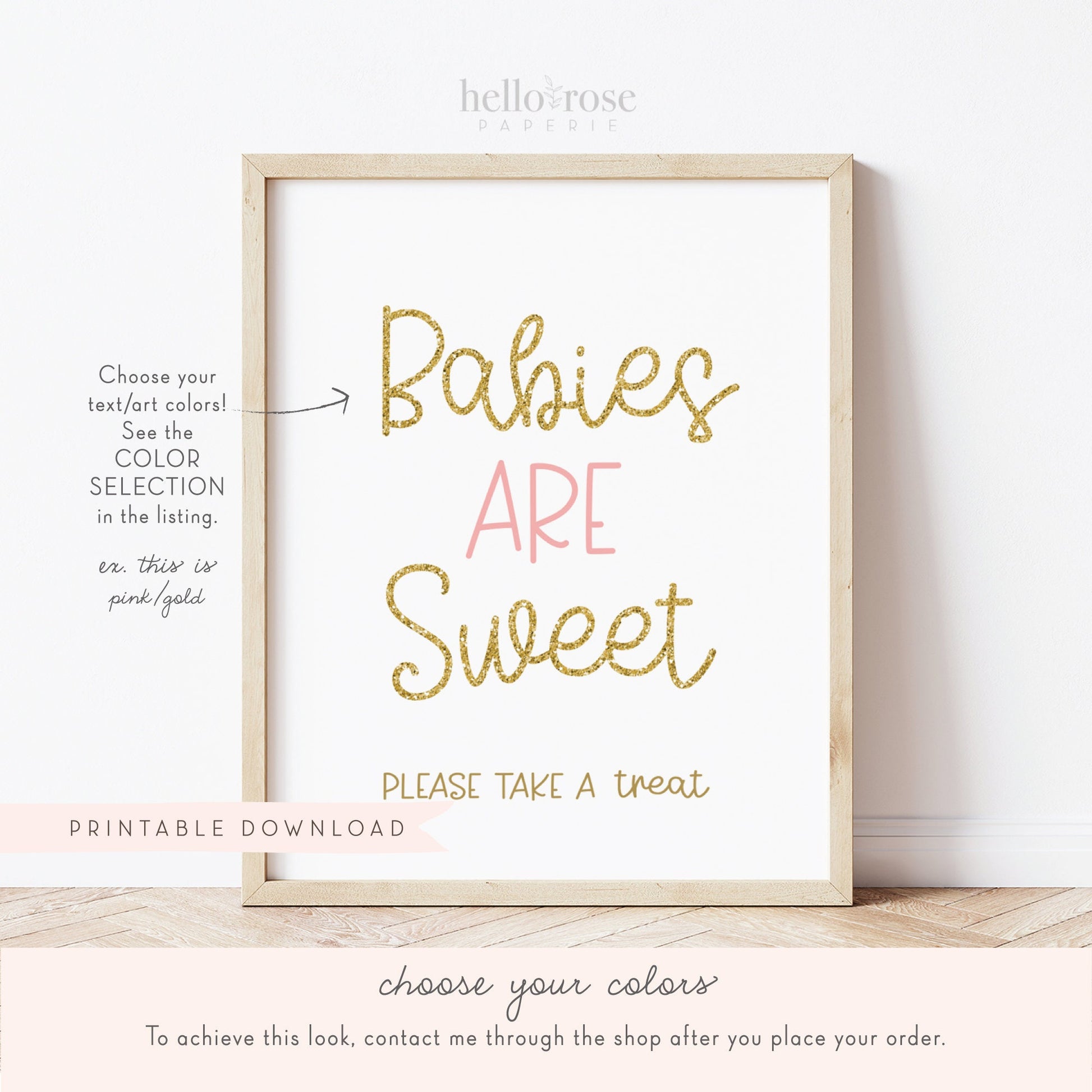 Babies are Sweet Please Take a Treat Baby Shower Sign . Boy Girl Neutral . Kraft + Black & White . Printable 8x10 Instant Download . K4