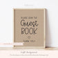 Guest Book Baby Shower Table Sign . Boy Girl Neutral . Kraft + Black and White Minimalist . Printable 8x10 Instant Digital Download . K4