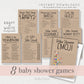 Baby Shower Games Bundle . 8 Printable and Virtual Game Pack . 2 Sizes . Kraft + Black & White . Rustic Boho Boy Girl . Instant Download K4