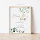 Bloody Mary Bar Sign Printable . Greenery and Gold . Wedding Engagement Bridal Shower Bachelorette Hens Party Birthday . Download 8x10 G2