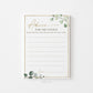 Advice for the Couple Card . Wedding Bridal Shower Printable . Greenery and Gold . Hens Bachelorette Party . Instant Download G2