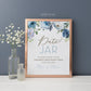 Date Night Ideas Jar Printable Sign . Blue Floral Watercolor . Bridal Shower Wedding Engagement Bachelorette Hens . Instant Digital Download