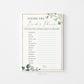 Finish the Bride's Phrase Bridal Shower Printable Game . Greenery and Gold . Fun Boho Game . Hens Bachelorette Party . Instant Download G2