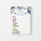 Wedding Emoji Pictionary Printable Game . Bridal Shower Bachelorette Hens Party . Blue Floral Roses Boho Rustic . Instant Download PDF