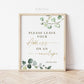 Please Leave Address on Envelope Sign Printable . Greenery + Gold . Wedding Bridal Shower Bachelorette Hens Party . 8x10 Instant Download G2