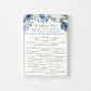 Wedding Vows Mad Libs Fun Bridal Shower Printable Game . Blue Floral Roses Eucalyptus Rustic . Hens Bachelorette Party . Instant Download