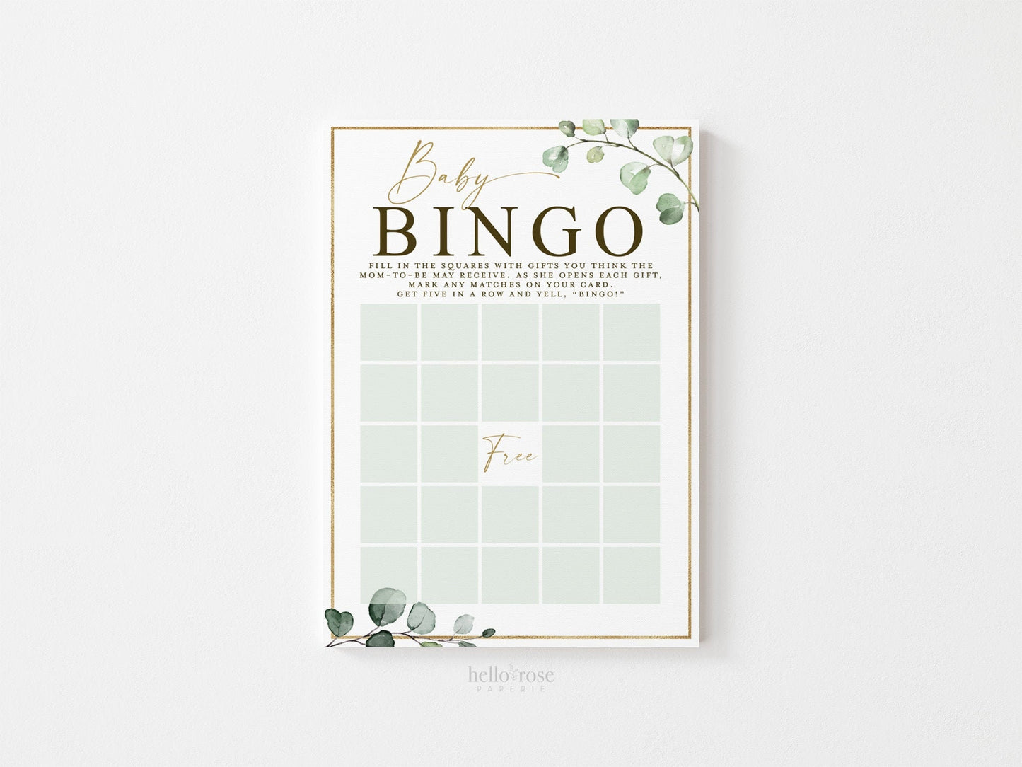 Baby Shower Bingo Printable Game . Presents Gifts Gift Opening Bingo Game . Greenery and Gold . Fun Boho Rustic Game . Instant Download G2