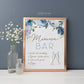 Mimosa Bar Printable Table Sign 8x10 . Blue Floral Watercolor . Baby Shower Bridal Shower Wedding Bachelorette Hens Party . Instant Download