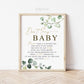 Don't Say Baby Clothespin Baby Shower Game Table Sign . Greenery and Gold . Baby Shower Printable Game . Instant Download 8x10 G2