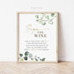 Sign the Wine Bottle Guest Book Sign Printable . Greenery & Gold . Wedding Engagement Bridal Shower Bachelorette Party . 8x10 Download G2