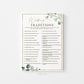 Wedding Traditions Bridal Shower Trivia Guessing Game . Greenery and Gold . Wedding Hens Bachelorette Party . Printable Instant Download G2