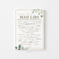 Wedding Guest Mad Libs Fun Bridal Shower Printable Game . Greenery and Gold . Rehearsal Dinner Hens Bachelorette Party . Instant Download G2