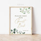 Please Sign Our Guest Book Sign Printable . Greenery & Gold . Wedding Engagement Bridal Shower Bachelorette Party . 8x10 Instant Download G2