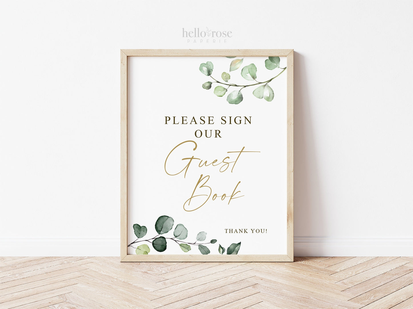 Please Sign Our Guest Book Sign Printable . Greenery & Gold . Wedding Engagement Bridal Shower Bachelorette Party . 8x10 Instant Download G2