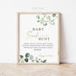 Baby Sock Hunt Game Sign . Find the Socks . Boy Girl Neutral Baby Shower . Greenery and Gold Boho Rustic . 8x10 Sign Instant Download G2