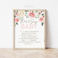 Don't Say Baby Clothespin Baby Shower Game Table Sign . Pink Floral Watercolor . Girl Baby Shower Printable Game . Instant Download 8x10