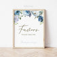 Favors Printable Table Sign 8x10 . Blue Floral Watercolor . Baby Shower Bridal Shower Wedding Bachelorette Hens Birthday Party . PDF