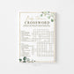 Baby Shower Crossword Printable Game . Greenery and Gold . Boho Rustic Baby Shower Game . Instant Download PDF . G2