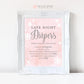 Late Night Diapers Game Sign . Baby its Cold Outside Winter Wonderland Baby Shower Girl . Pink Silver Snowflakes . Printable Download