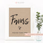 Favors Sign . Printable Rustic Modern . Wedding Bridal Shower . Bachelorette Hens Party . Kraft + Black/White . Instant Download 8x10