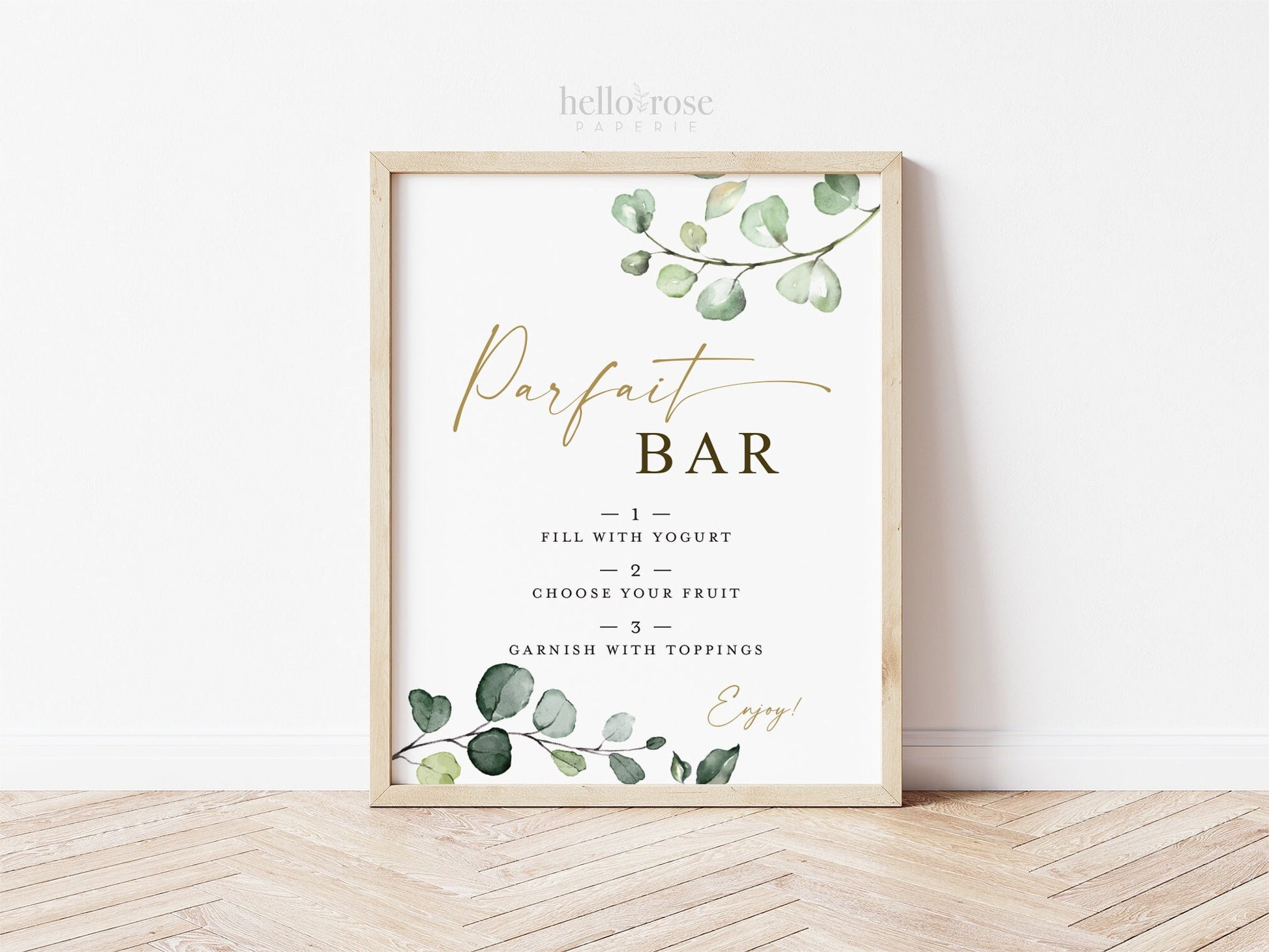 Parfait Bar Sign Printable . Greenery + Gold . Baby Shower Wedding Engagement Bridal Shower Bachelorette Hen Party . Digital Download G2