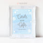Cards and Gifts Printable Sign . Baby its Cold Outside Winter Snowflakes Baby Shower Boy . Blue and Silver Glitter . Instant Download