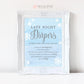 Late Night Diapers Game . Printable Sign . Baby its Cold Outside Winter Snowflakes Baby Shower Boy . Blue and Silver . Instant Download